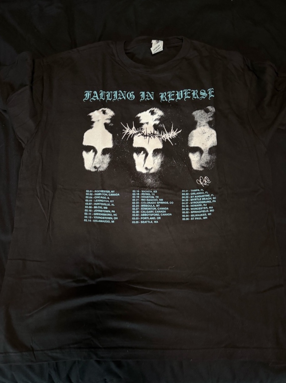 Falling in Reverse Tour T-Shirt Black Graphic Tee